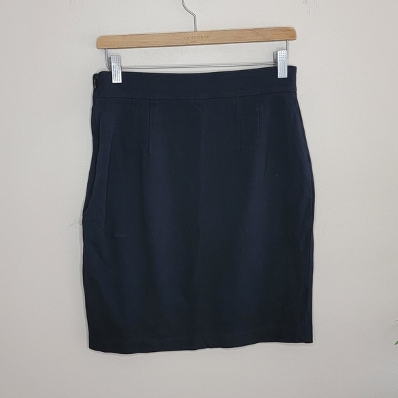 Ann Taylor | Black Stretchy Pencil Skirt with Sailor Button Detail - Picture 2 of 4